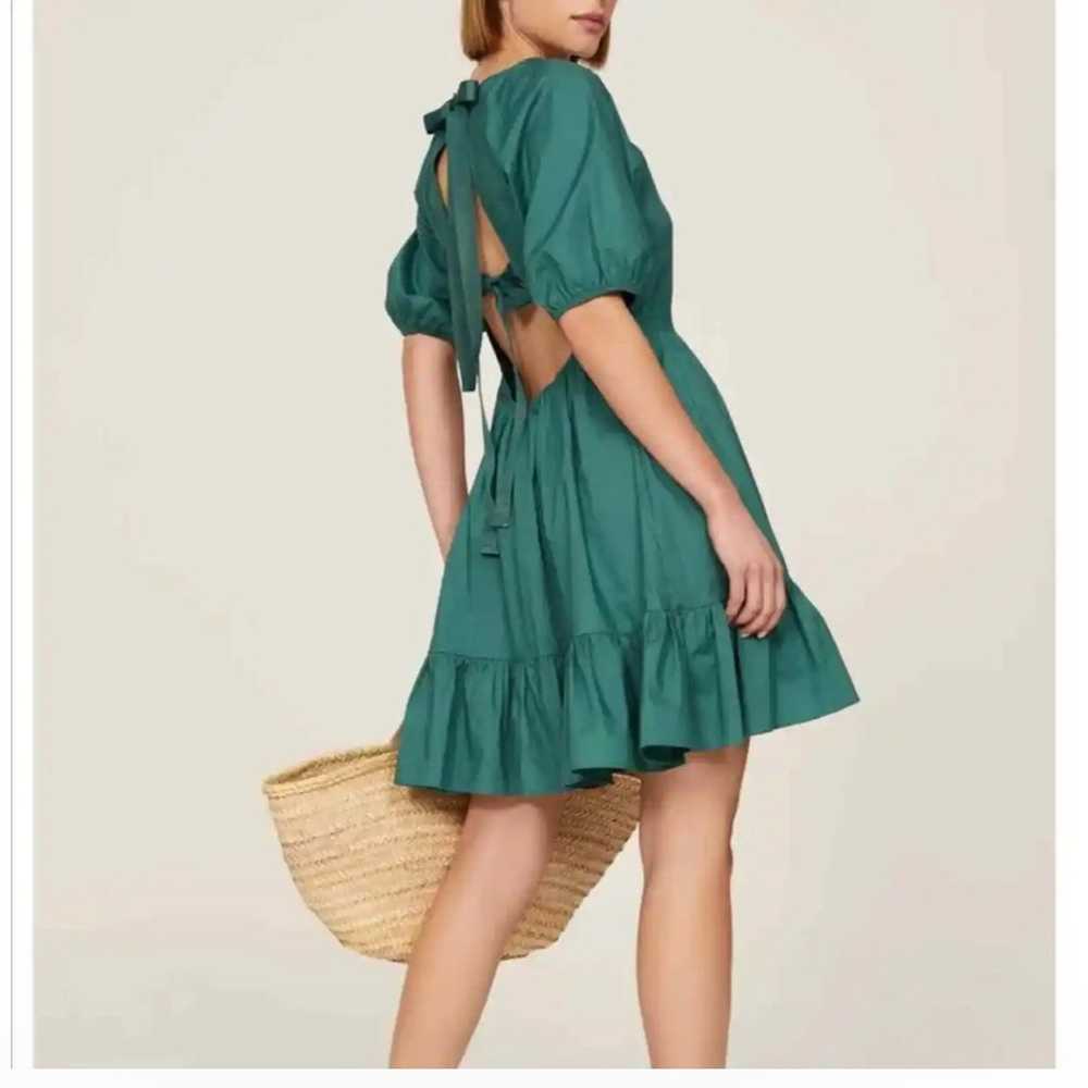Peter Som Collective Green Puff Sleeve Open Back … - image 1