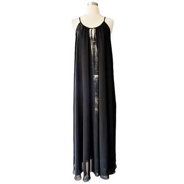ALEF ALEF Black Maxi Chiffon Dress Sleeveless Gol… - image 1