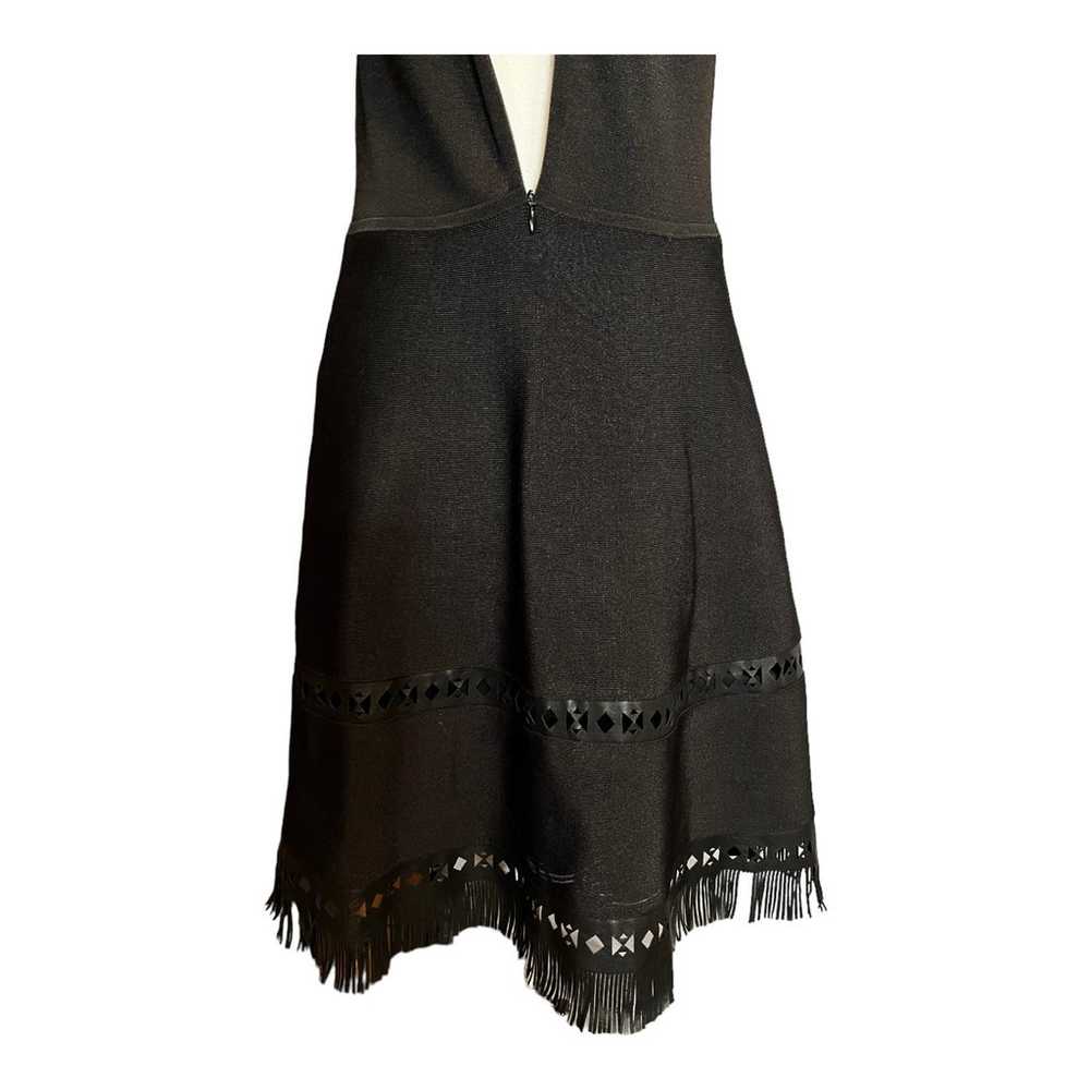 PARKER Black Knit Dress Faux Leather Cutout Trim … - image 6