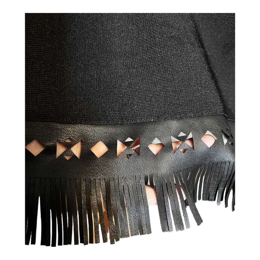 PARKER Black Knit Dress Faux Leather Cutout Trim … - image 8