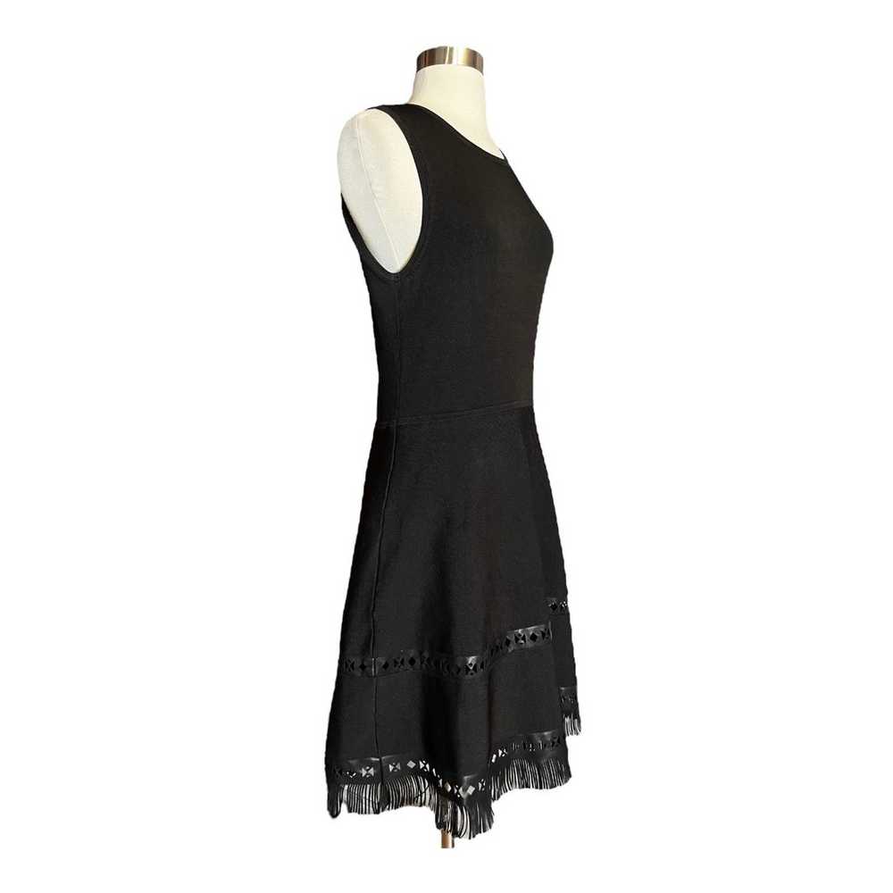 PARKER Black Knit Dress Faux Leather Cutout Trim … - image 9