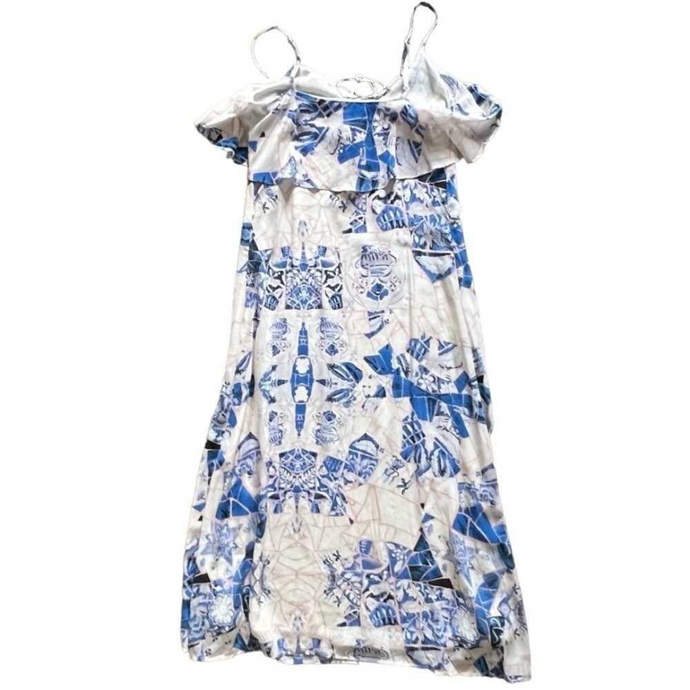 Suboo 100% Silk Maxi Dress Floral Blue White Pink… - image 2