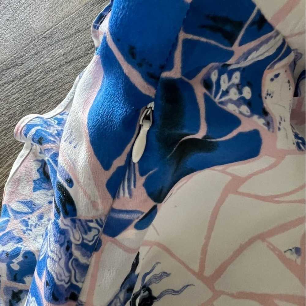 Suboo 100% Silk Maxi Dress Floral Blue White Pink… - image 7