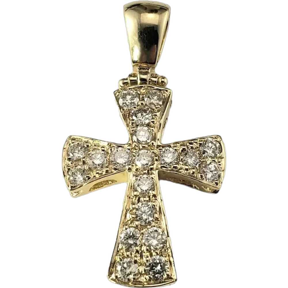 14 Karat Yellow Gold Diamond Cross Pendant #16843 - image 1