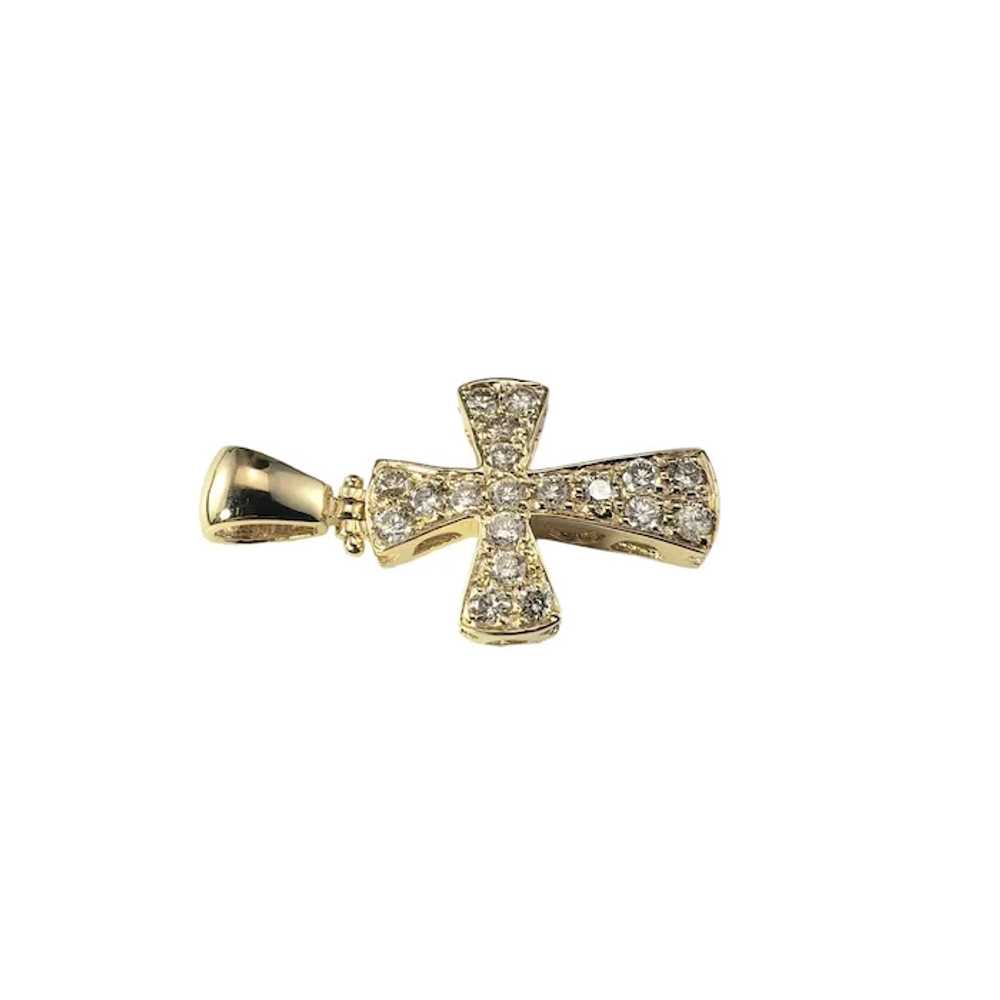 14 Karat Yellow Gold Diamond Cross Pendant #16843 - image 4