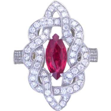 18k White Gold Natural Burmese Ruby and Diamond Co