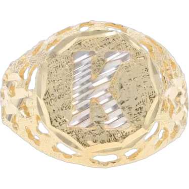 Yellow Gold Initial K Men's Ring - 10k Monogram Le