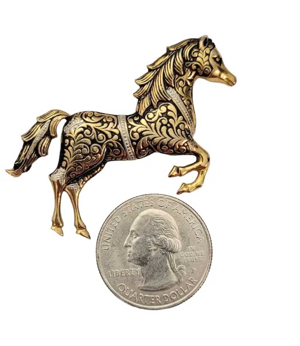Gold Tone Toledo Ware Damascene Horse Brooch Pin … - image 6