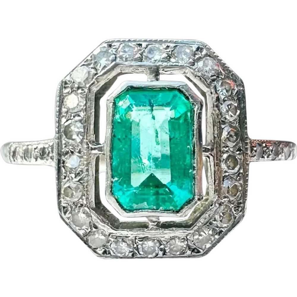 Fabulous, Art Deco style, Platinum Emerald & Diam… - image 1