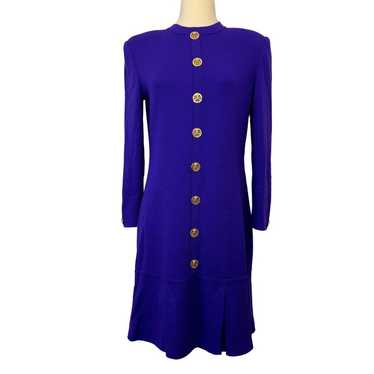 St. John Collection Santana Knit Purple Dress Lon… - image 1