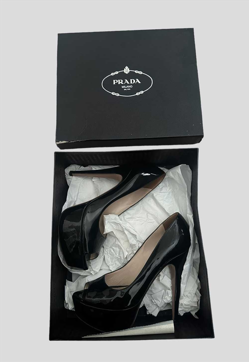 Prada Vintage 90's Patent Black Leather Platform … - image 5
