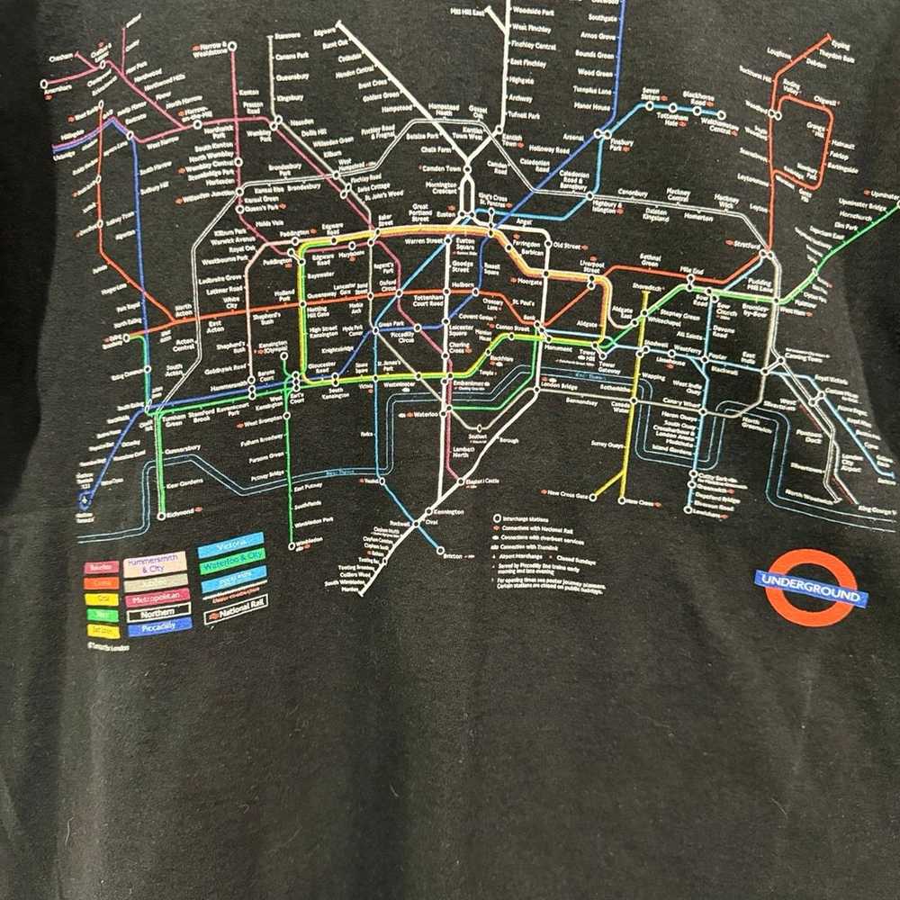 Underground London subway map tshirt - black - sm… - image 2