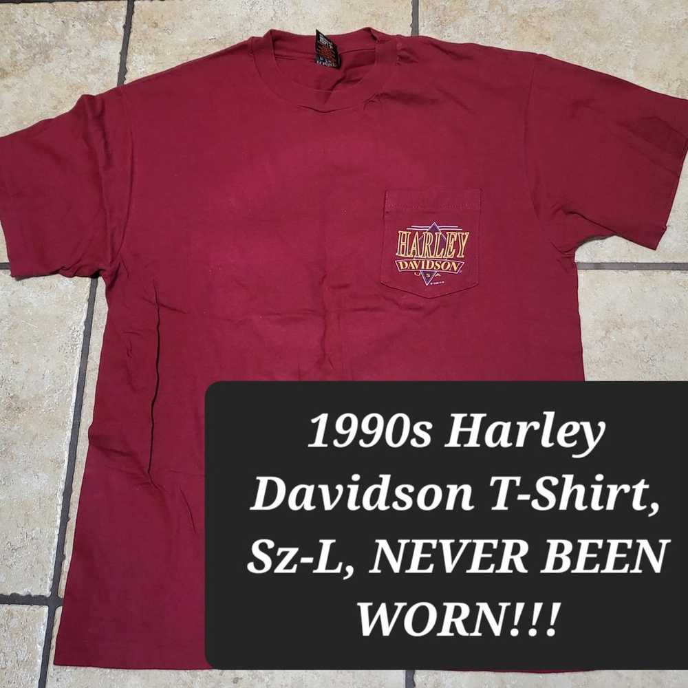 1990s Vintage Harley Davidson Short Sleeve w/ Fro… - image 1