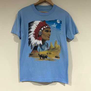 Vintage Native American Chief Nature Tee Shirt - image 1
