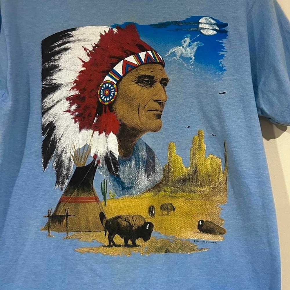 Vintage Native American Chief Nature Tee Shirt - image 2
