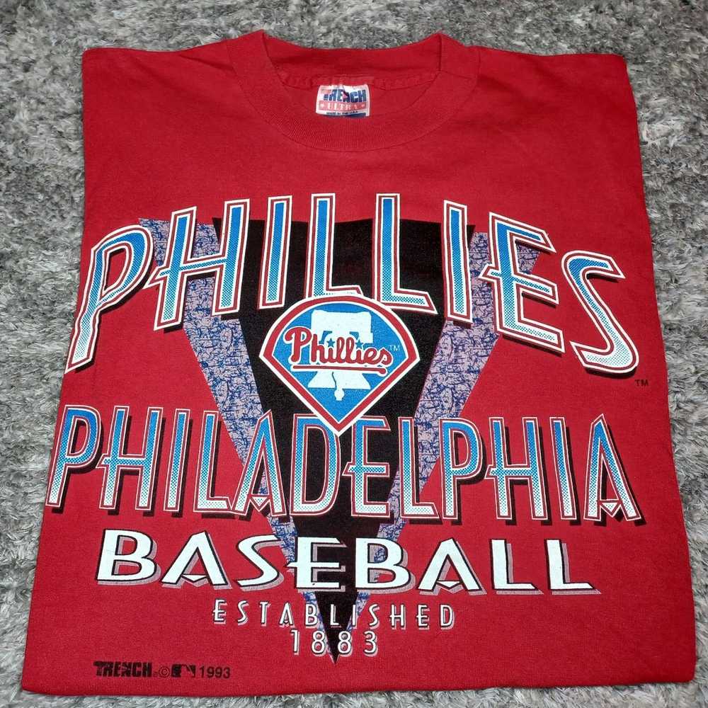 Vintage Trench 1993 Phillies Philadelphia Tee Shi… - image 1