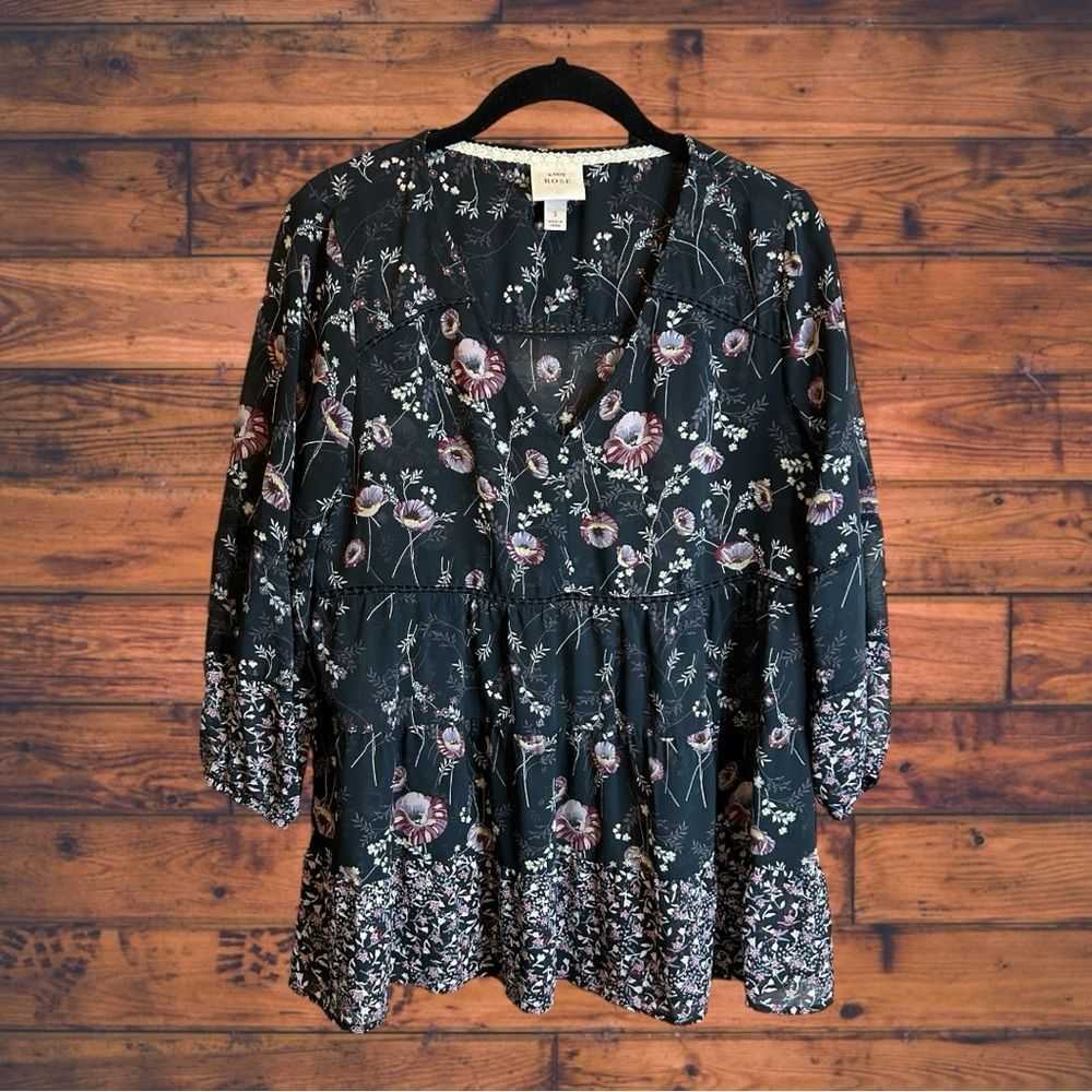 Brand Knox Rose 3/4 Sleeve Sheer Floral Blouse Sm… - image 1