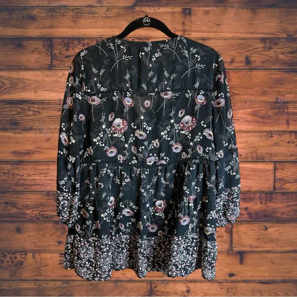 Brand Knox Rose 3/4 Sleeve Sheer Floral Blouse Sm… - image 2