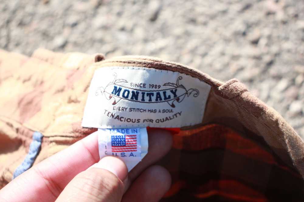 Monitaly brown plaid cotton cargo pants - image 4