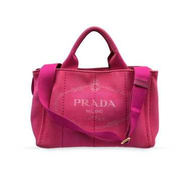 Prada PRADA Pink Canvas Small Canapa Logo 2 Way T… - image 1