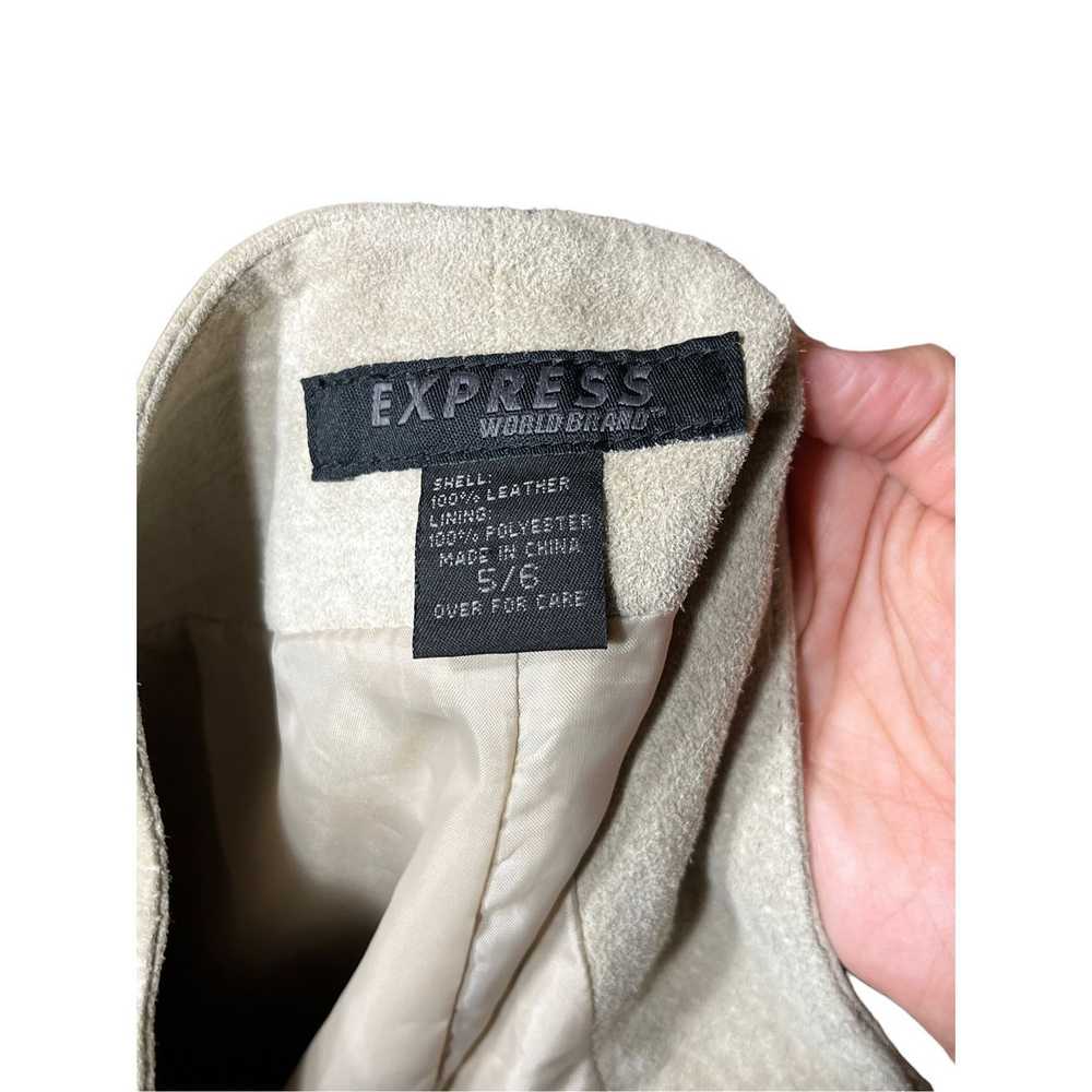 Express Vintage Express 100% Leather Beige Tan Pe… - image 7