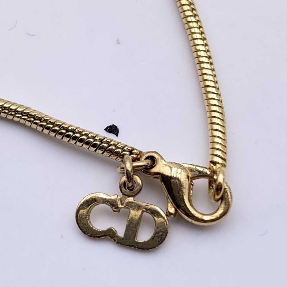 Dior CHRISTIAN DIOR Vintage Gold Metal Logo Dangl… - image 4