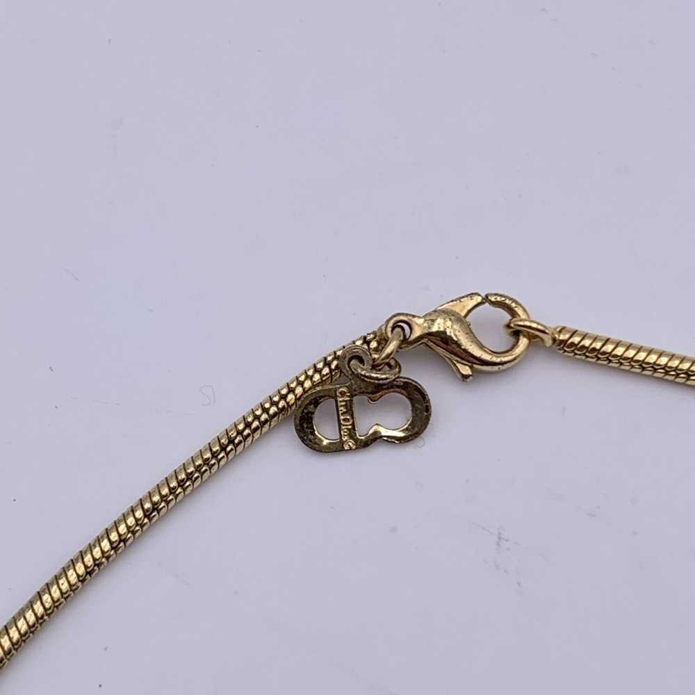 Dior CHRISTIAN DIOR Vintage Gold Metal Logo Dangl… - image 5