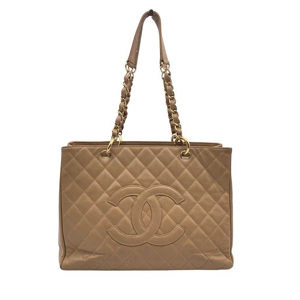 Chanel CHANEL Beige Quilted Caviar Leather Gst Gr… - image 1