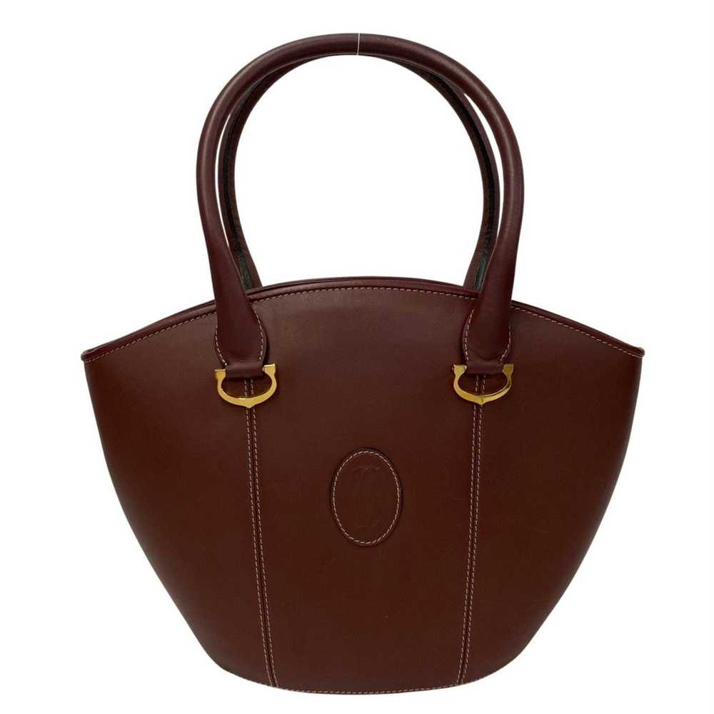 Cartier CARTIER Mustline Leather Handbag Tote Bag… - image 1