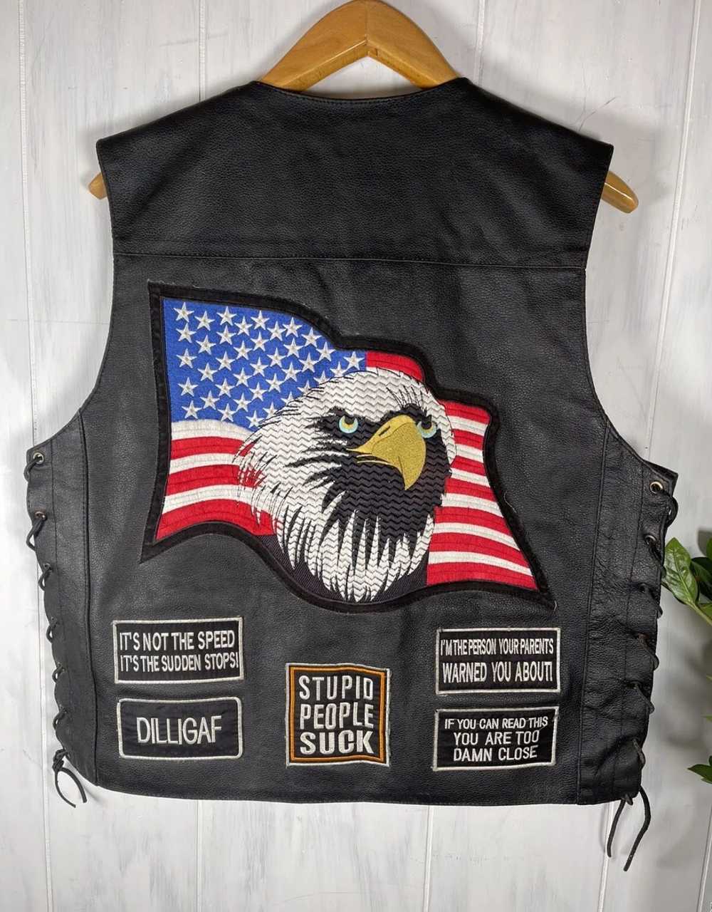 Xelement Moto vest w/ Patches, lace sides, snap f… - image 2