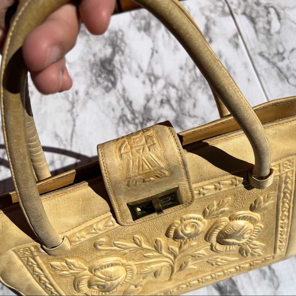Vintage Leather Tooled Hand Bag from Mexico - image 2