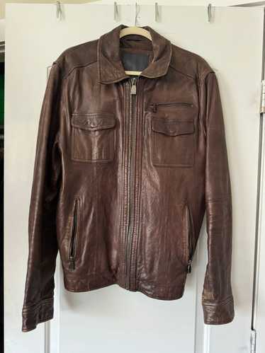Zara Zara genuine leather brown biker jacket
