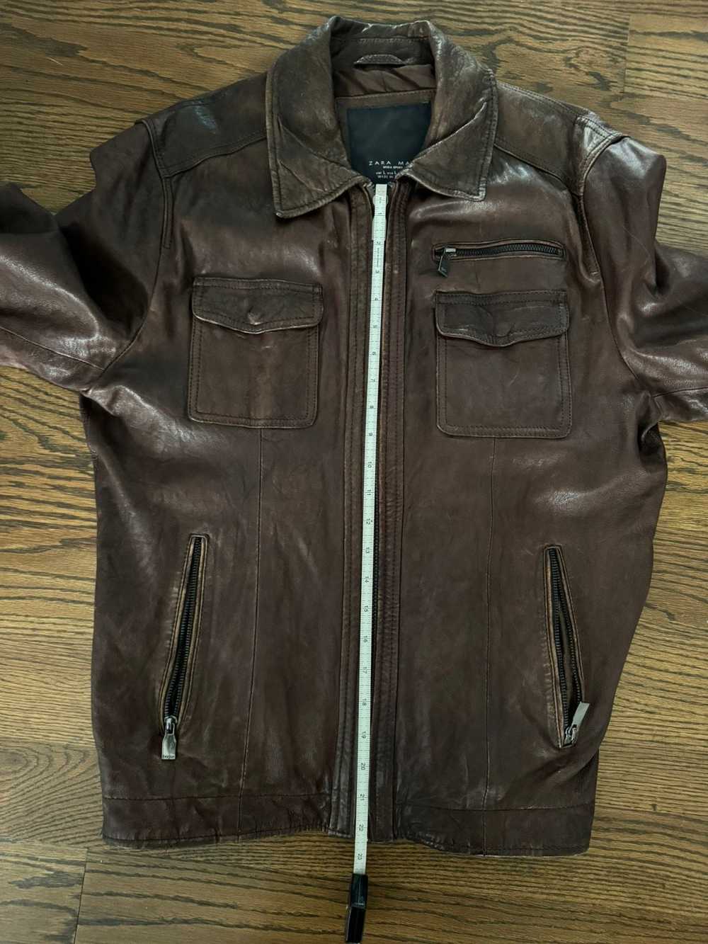 Zara Zara genuine leather brown biker jacket - image 6