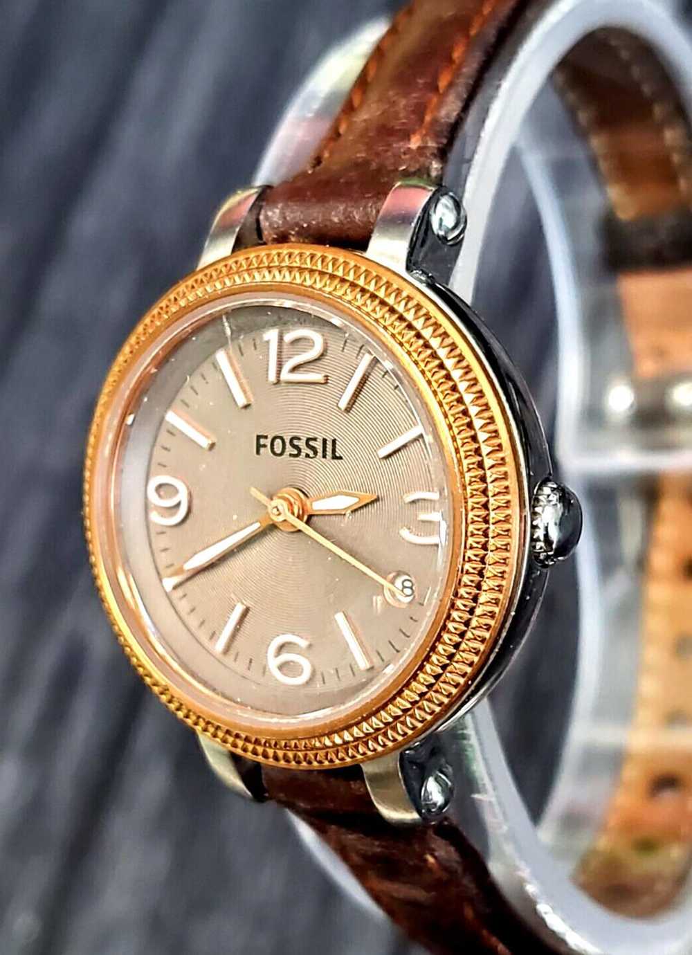 Fossil Fossil Womens Textured Dial Brown Leather … - image 1