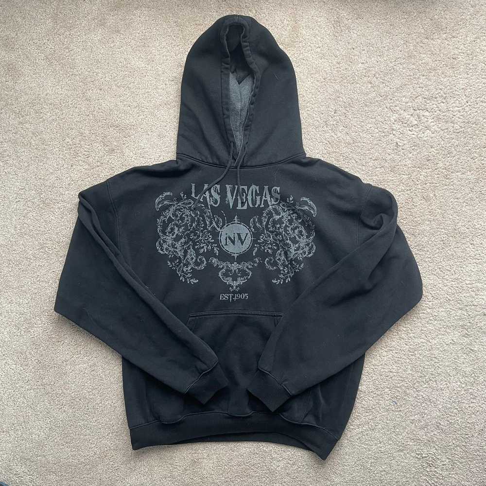 Vintage Y2K Affliction Style Black Las Vegas Hood… - image 1