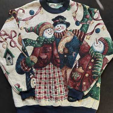 90s USA製　SUGAR STREET WEAVERS 総柄 クリスマス Sugar street weavers gobelins - Gem