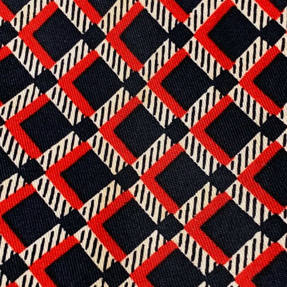 Valentino Navy Red Checkered Silk Tie - image 3