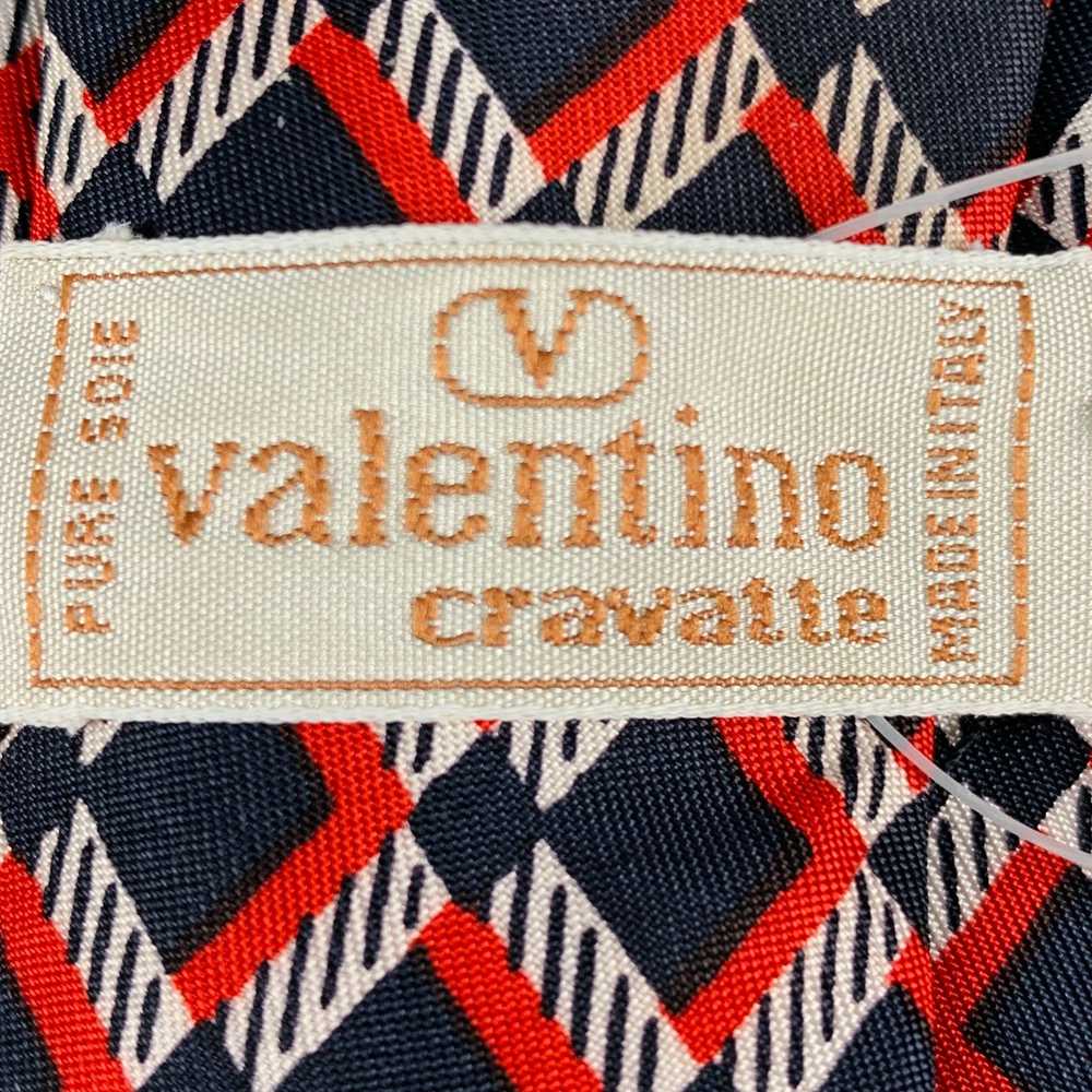 Valentino Navy Red Checkered Silk Tie - image 4
