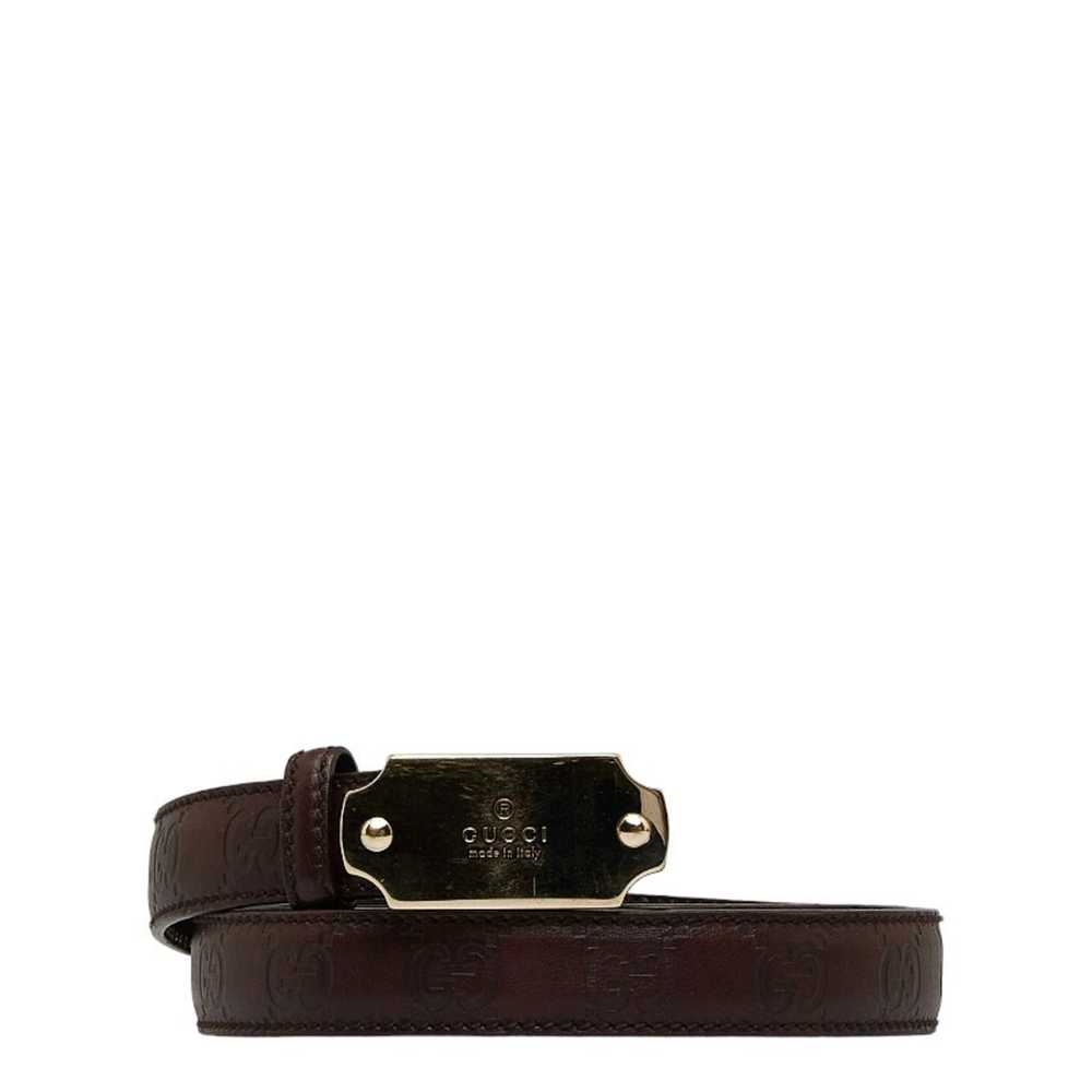 Gucci Gucci Guccisima Plate Belt 146439 Brown Lea… - image 1