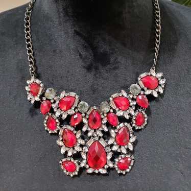 Other Torrid Red Rhinestones Faceted Crystal Silve