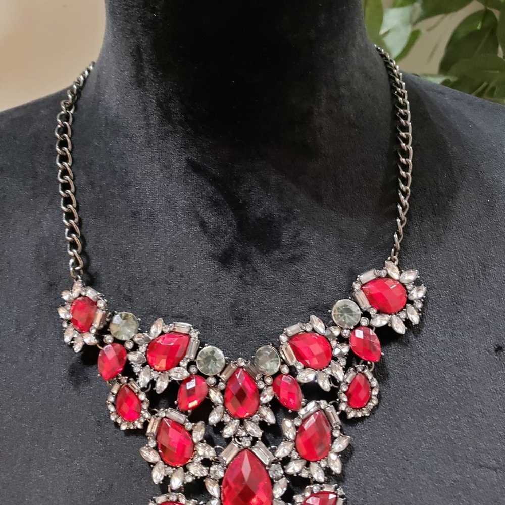 Other Torrid Red Rhinestones Faceted Crystal Silv… - image 2