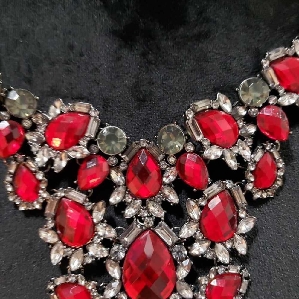Other Torrid Red Rhinestones Faceted Crystal Silv… - image 4