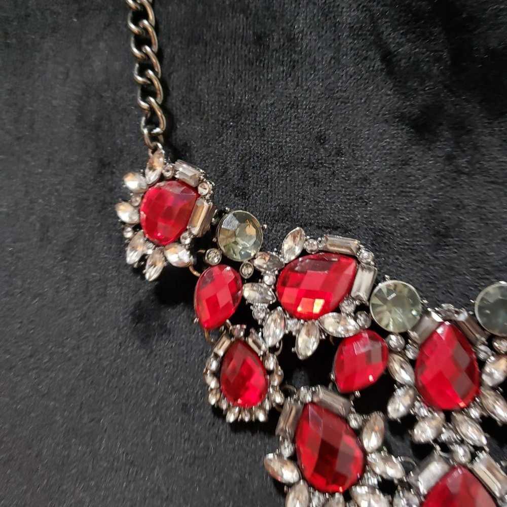 Other Torrid Red Rhinestones Faceted Crystal Silv… - image 5