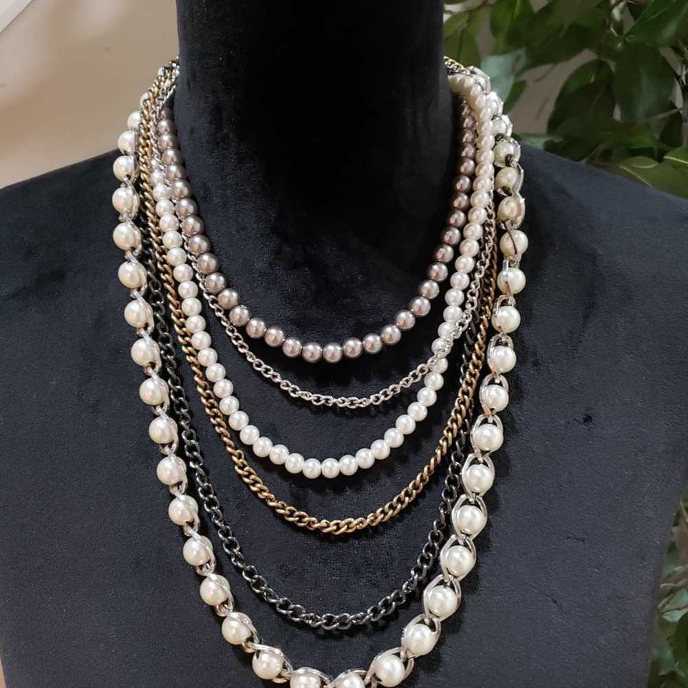 Other Fashion Faux Pearls Multi Strand Chain Stat… - image 2