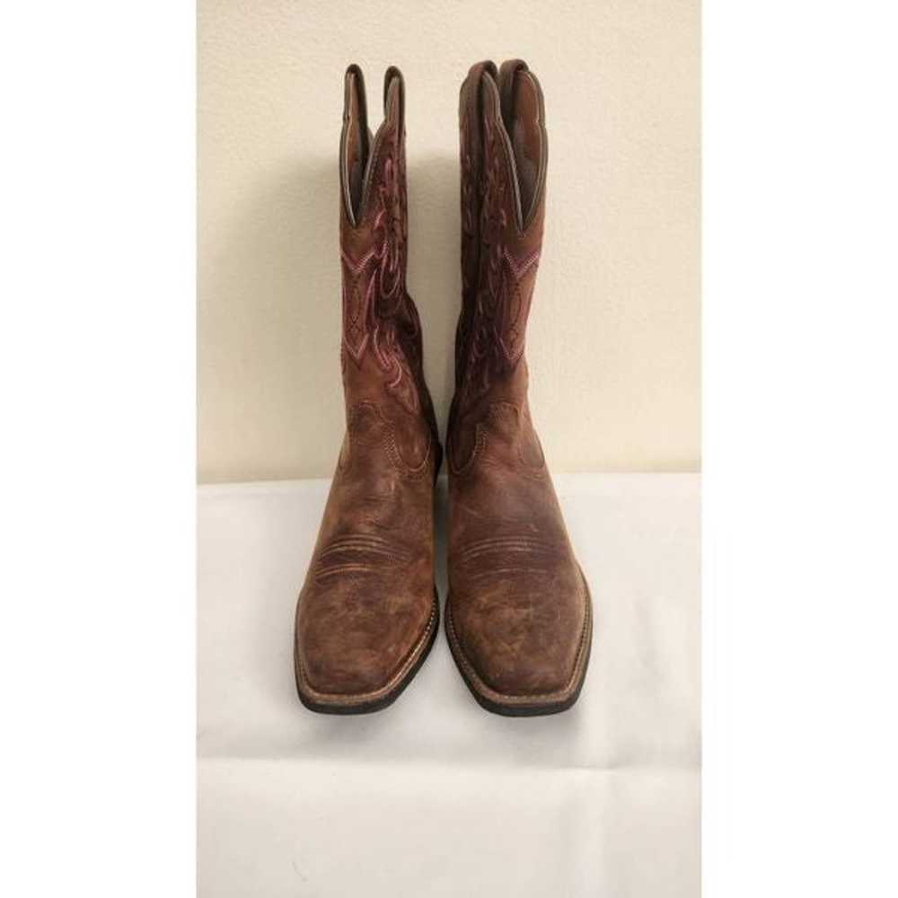 Ariat Cowboy Boots, NWOT, Brown, Pink Ombre Stitc… - image 1