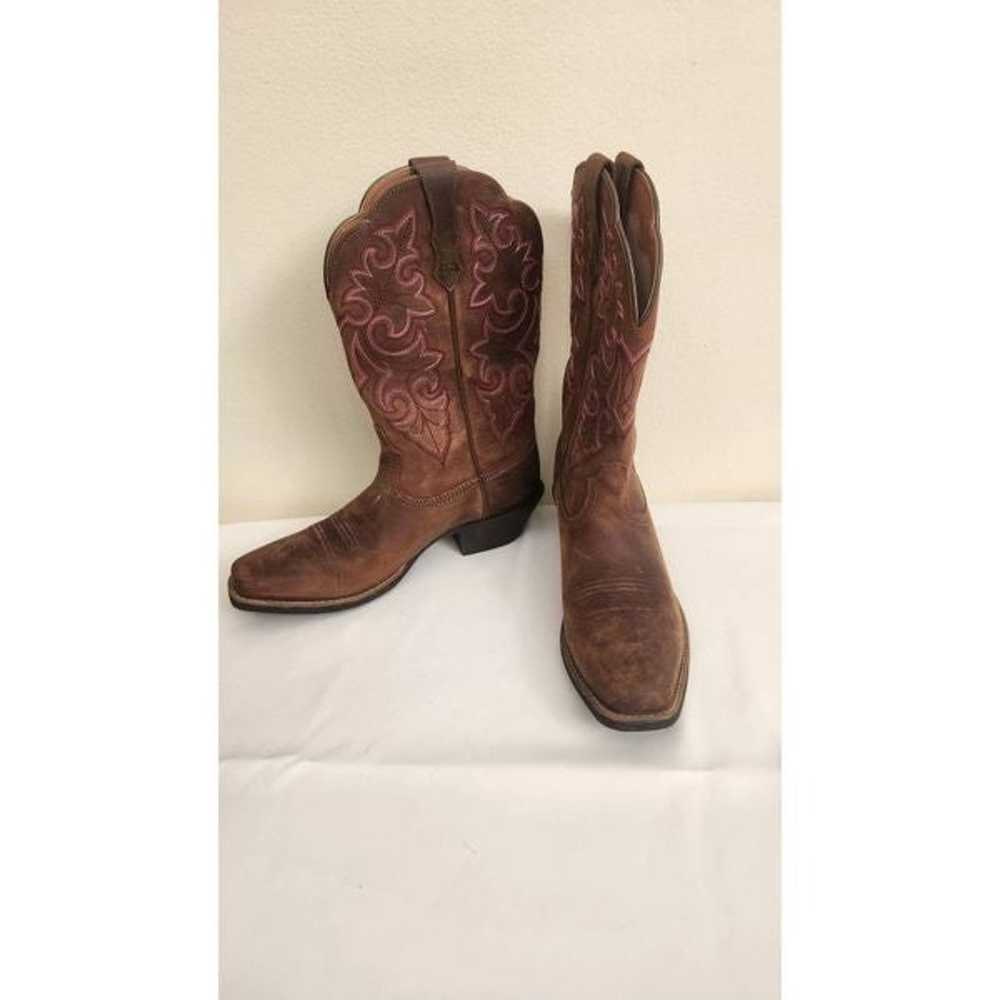 Ariat Cowboy Boots, NWOT, Brown, Pink Ombre Stitc… - image 2