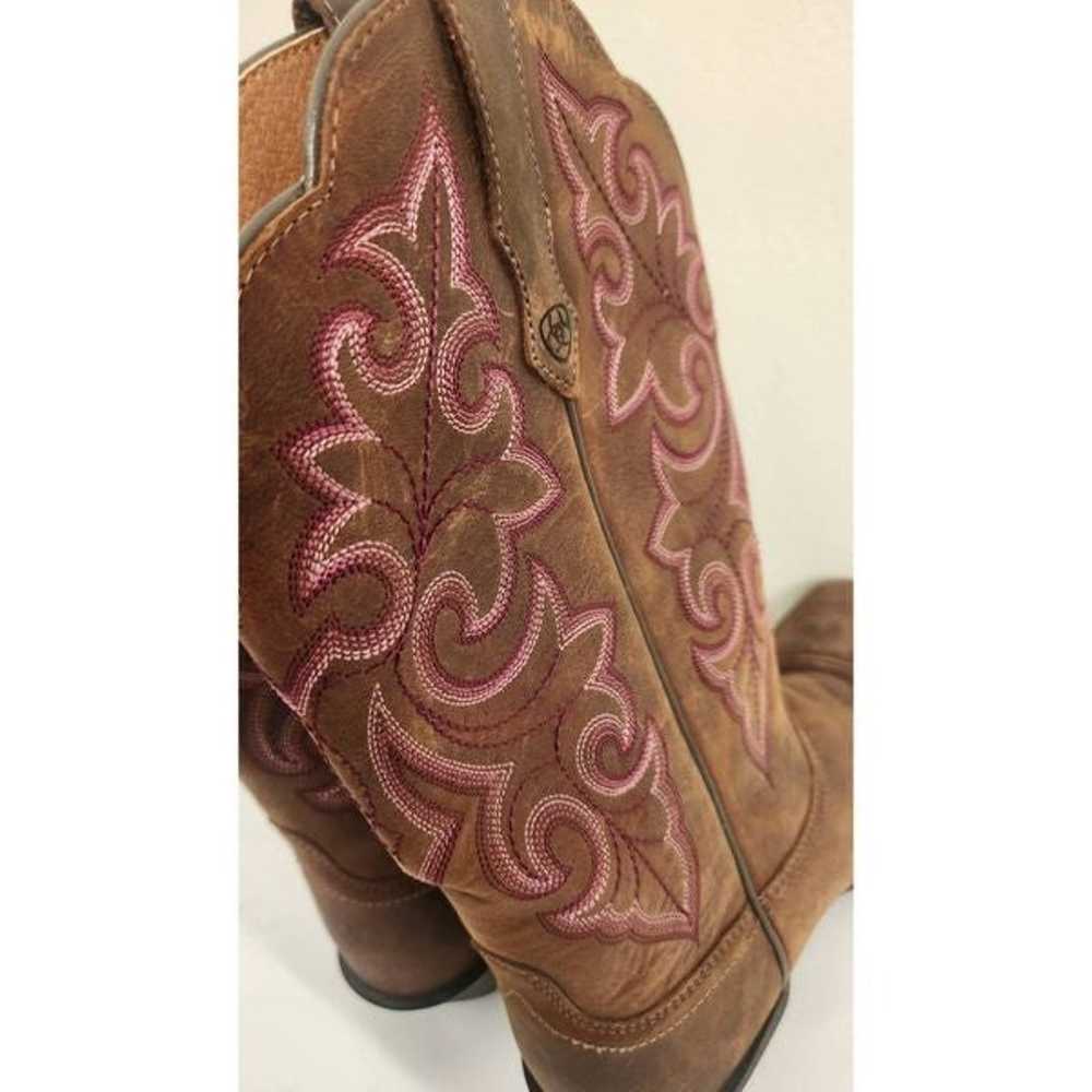 Ariat Cowboy Boots, NWOT, Brown, Pink Ombre Stitc… - image 7