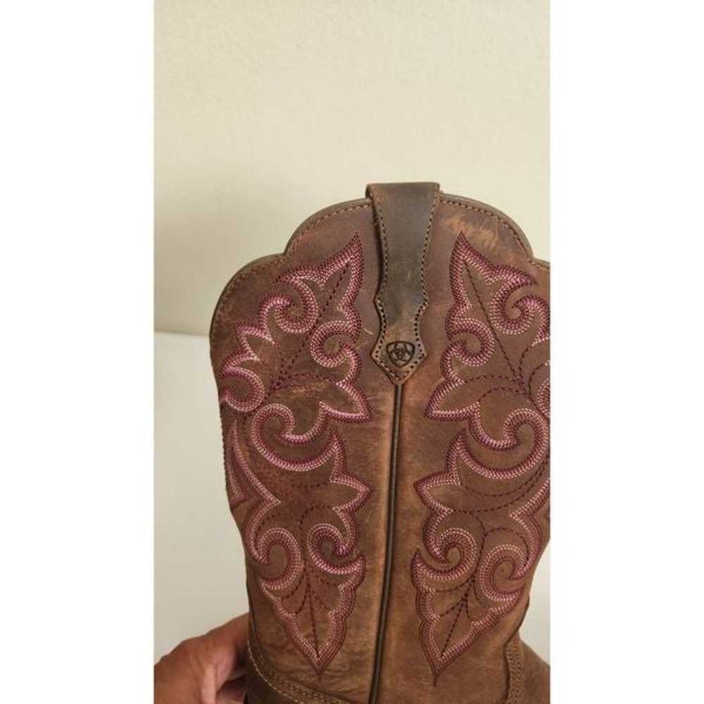 Ariat Cowboy Boots, NWOT, Brown, Pink Ombre Stitc… - image 8