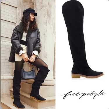 Free People Banks Over the Knee Boots Suede Black