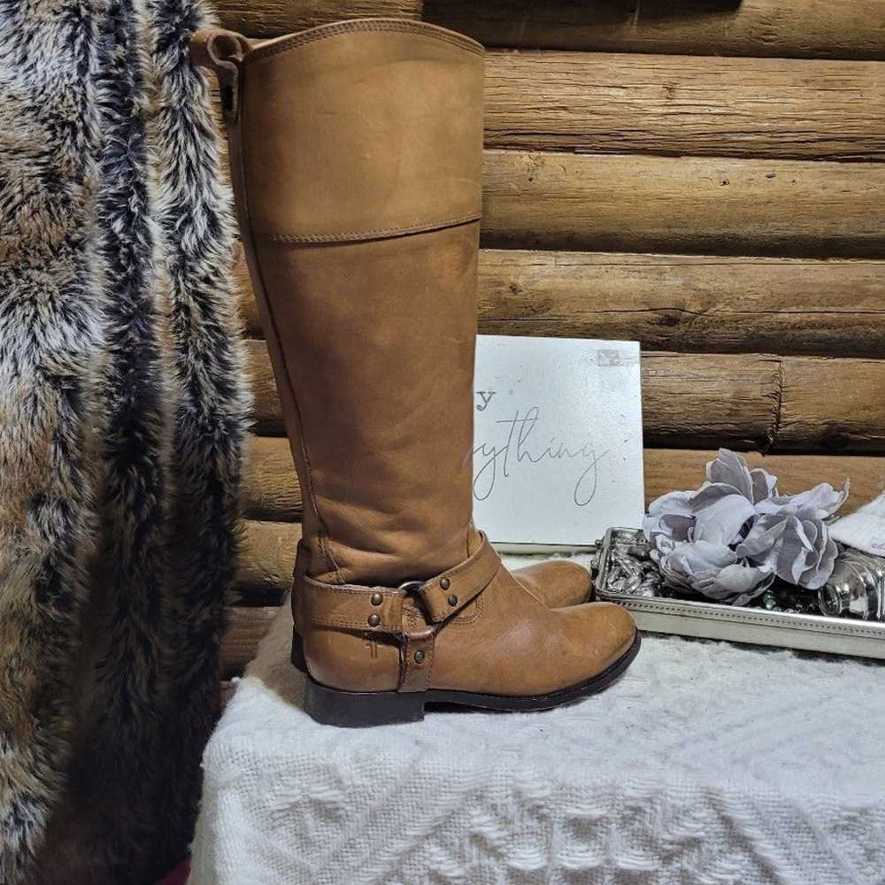 Frye Melissa Harness Inside Zip Camel Riding Boots - image 3